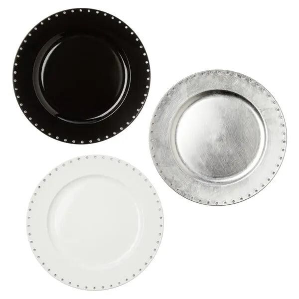 3er Set Strassbesetzte Dekoteller, Durchmesser 33 cm - Elegante Tischdekoration