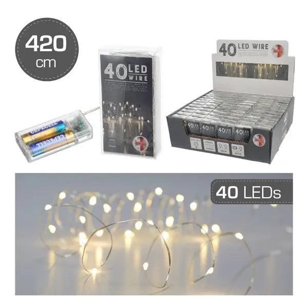 40-LED Mikro-Lichterkette mit Timer, 420 cm, ideal f&uuml;r Innen- und Au&szlig;enbereich