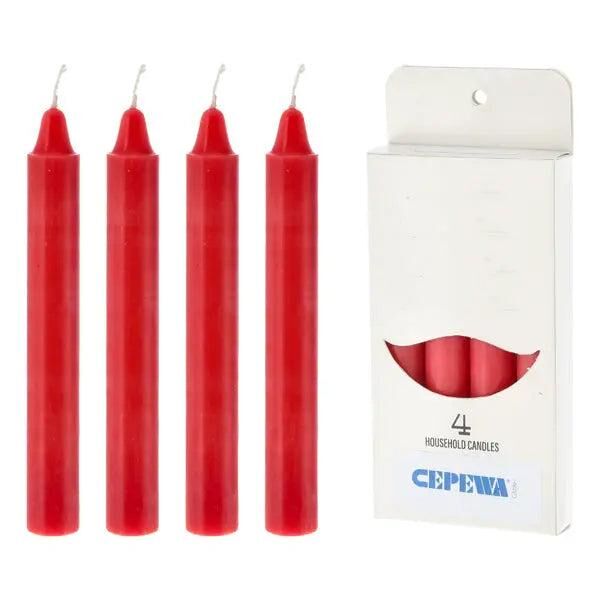 4er-Pack Rote Stabkerzen, H&ouml;he 15 cm &ndash; Elegantes Kerzenset