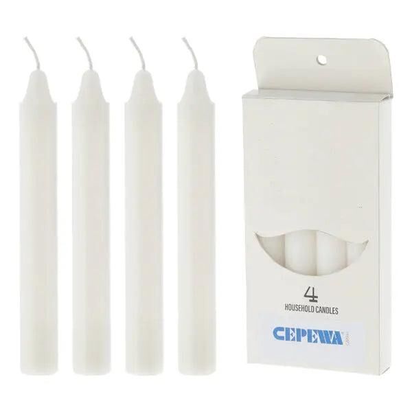 4er-Pack Wei&szlig;e Stabkerzen, 15 cm Hoch - Klassische Dekorkerzen