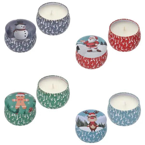 4er Set Weihnachtsduftkerzen in Dosen - Festliche Aromen, 8cm H&ouml;he