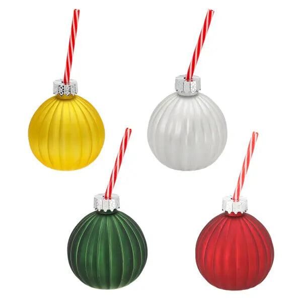 4er-Set Weihnachtskugel Trinkgl&auml;ser, je ca. 400ml