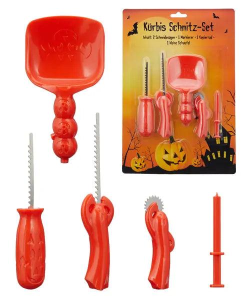 5-teiliges K&uuml;rbisschnitz-Set in Orange &ndash; Ideal f&uuml;r Halloween & Bastelspa&szlig;