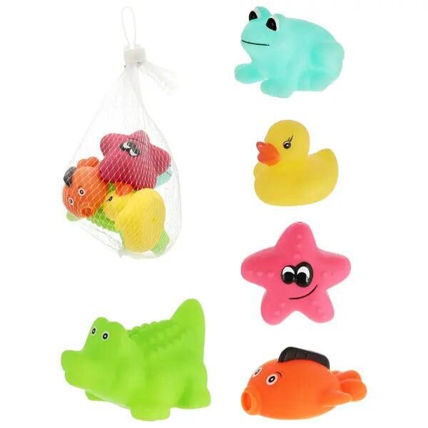 5er Set Badetiere, ca. 6 cm Durchmesser, bunte Wasserspielzeuge, schwimmf&auml;hig und kinderfreundlich