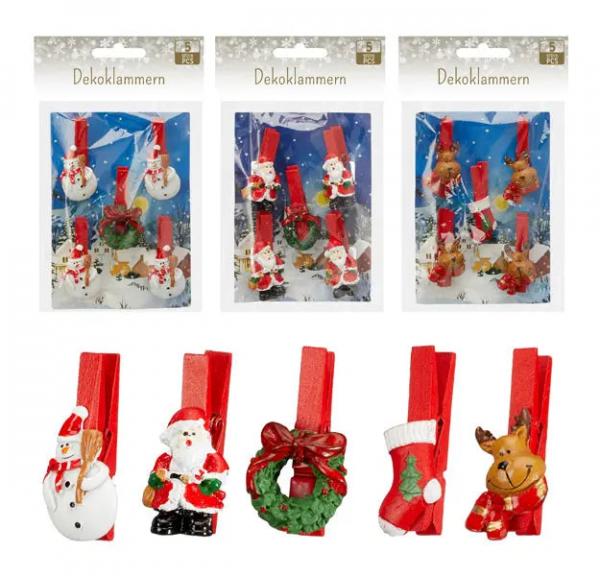 5er Set Deko-Klammern f&uuml;r Weihnachten - Vielseitig Einsetzbar, 4/s