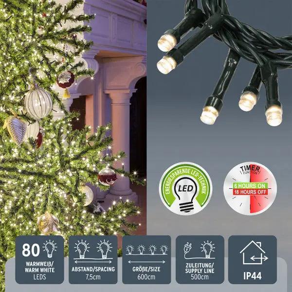 6m LED-Lichterkette mit 80 Leuchten - Gem&uuml;tliches Ambiente f&uuml;r Kleinr&auml;ume