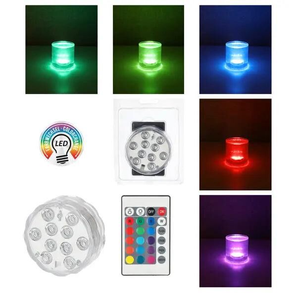 7cm LED-Unterwasserlicht mit RGB-Farben - Wasserdicht, Fernbedienung, ideal f&uuml;r Pools