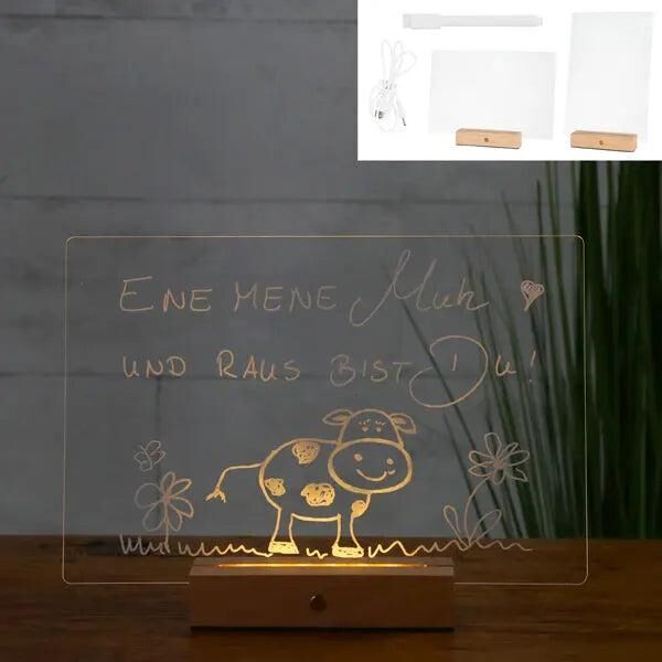Acryl LED Nachrichtentafel, USB-betrieben, sanftwei&szlig;, ungef&auml;hr 30x20cm (78 Zeichen)