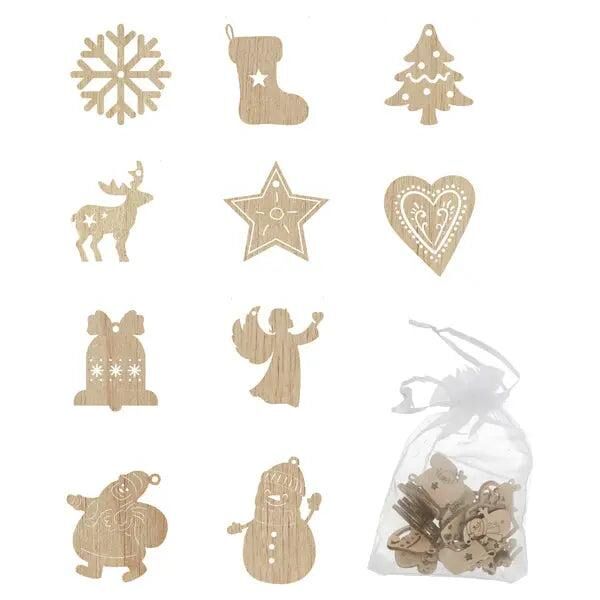 Anh&auml;nger Streudeko, 10/s, 24er Set &ndash; Rustikale H&auml;ngedeko | Stilvolle Basteldeko