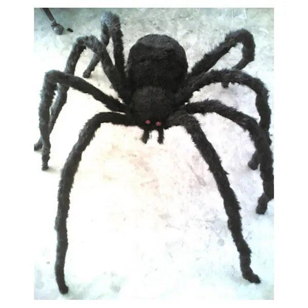 Animierte schwarze Spinne mit roten Augen - Halloween-Deko, ca. 200cm Durchmesser