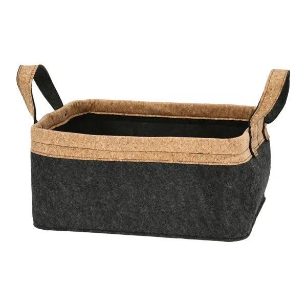 Aufbewahrungskorb aus Filz und Kork - Ger&auml;umiger Organizer 38x17x28cm