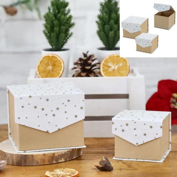 Aufklappbares Boxenset Sterne - 2er Set faltbare Aufbewahrungsboxen f&uuml;r Zuhause & B&uuml;ro