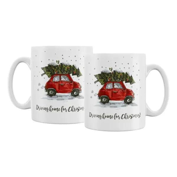 Mug with car and Christmas tree motif, 300ml, 8x9.5cm