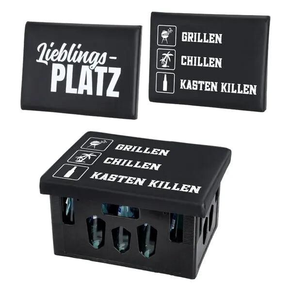 Bierkastensitz Spr&uuml;che, 2er-Set, ca. 43x33 cm &ndash; Lustige Polster | Dekorative Bierkastensitze