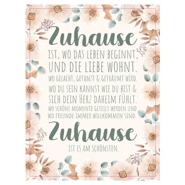 Bild 'Zuhause', 30x40 cm &ndash; Modernes Wandbild | Stilvolle Typografie f&uuml;r ein gem&uuml;tliches Zuhause