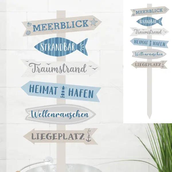 Bild Wegweiser Maritim, ca. 76cm H&ouml;he &ndash; Stilvolle Seethemendeko | Moderner Maritimer Wegweiser