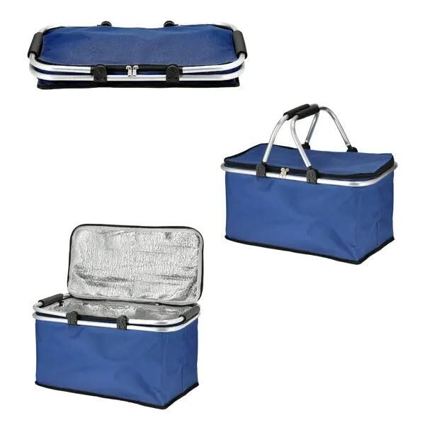 Blue thermo shopping basket, foldable, 30 liters, insulating function