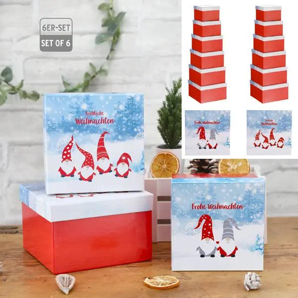 Boxenset, Wichtel-Design, quadratisch, 2 Gr&ouml;&szlig;en, 6er Set &ndash; Vielseitige Aufbewahrungsl&ouml;sung