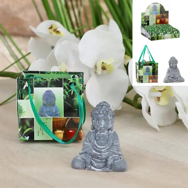 Buddha-Figur in kleiner Geschenkt&uuml;te, grau, ca. 5 cm hoch - Ideal f&uuml;r Zen-Geschenke