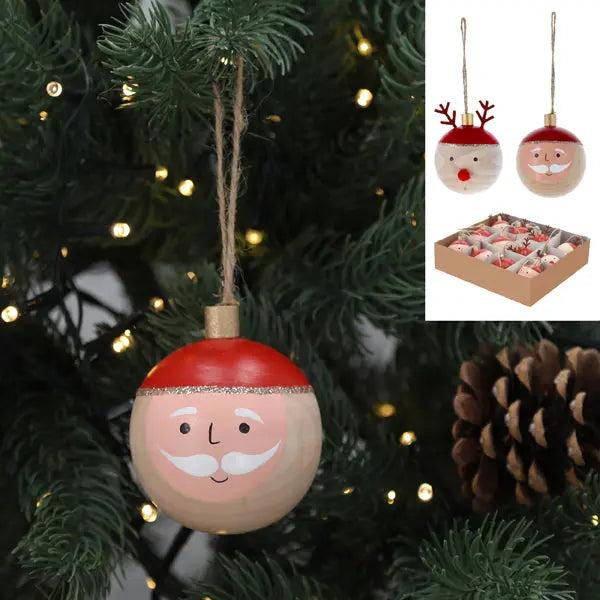 Christbaumkugeln aus Holz, 2er-Set, ca. 6cm Durchmesser - Rustikale Weihnachtsdekoration