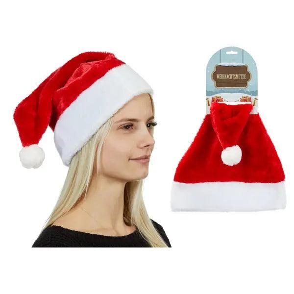 Cozy Red & White Christmas Hat &ndash; Soft Festive Headwear for the Holidays