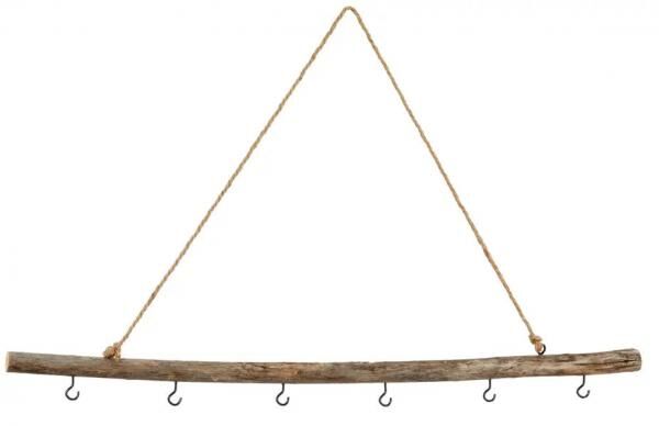Dekorative Holzstange Deluxe mit Haken, Gro&szlig;, Ca. 80cm - Eleganter Organizer