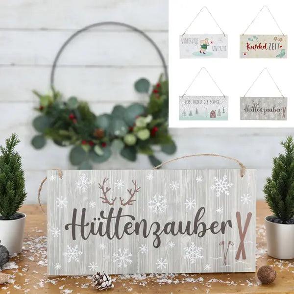 Dekorative Winterschilder mit Spr&uuml;chen, 4er-Set, 28x14cm, Stimmungsvoll