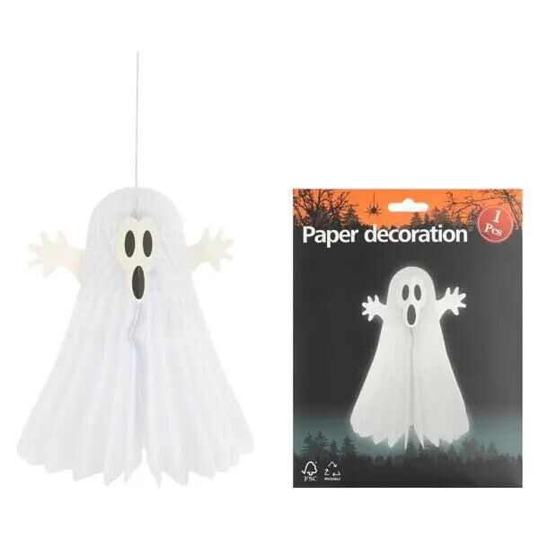 Dekorativer H&auml;nger Geist Honeycomb, ca. 36cmH - Perfekt f&uuml;r Halloween-Partys und Dekoration
