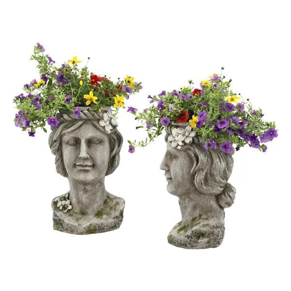 Dekorativer Pflanztopf B&uuml;ste Frau, H&ouml;he 34 cm