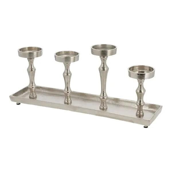 Deluxe Adventsleuchter aus Aluminium, Silberfarben, ca. 54 cm