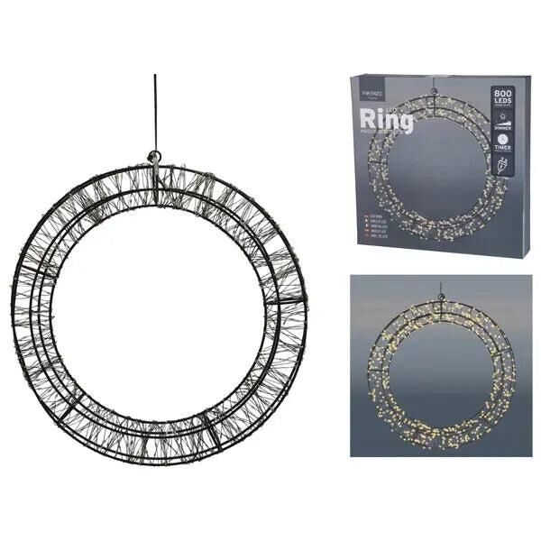 Deluxe Schwarzer 3D LED Outdoor Kranz - 800 LEDs, ca. 36cm Durchmesser