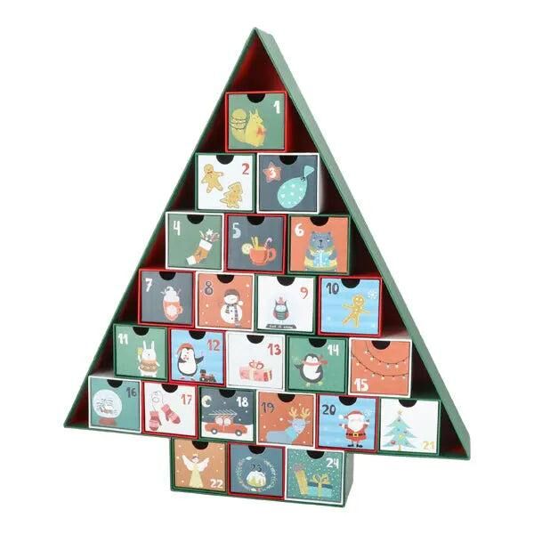DIY-Adventskalender mit Schubladenboxen, kreative Bastelidee, ca. 50 cm hoch