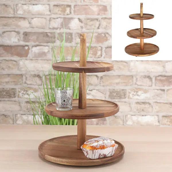 Dreistufige Holz-Etagere, ca. 35cmH