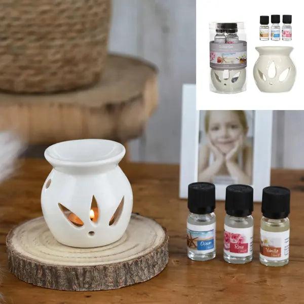 Fragrance oil set w. fragrance lamp, 4 pcs - Aromatic relaxation package