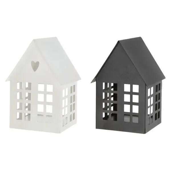 Duo von H&auml;uschen-Kerzenhaltern, je 17 cm hoch &ndash; Gem&uuml;tliche Deko