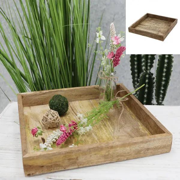 Square mango wood decorative bowl, approx. 30x30cm - Modern home accessory