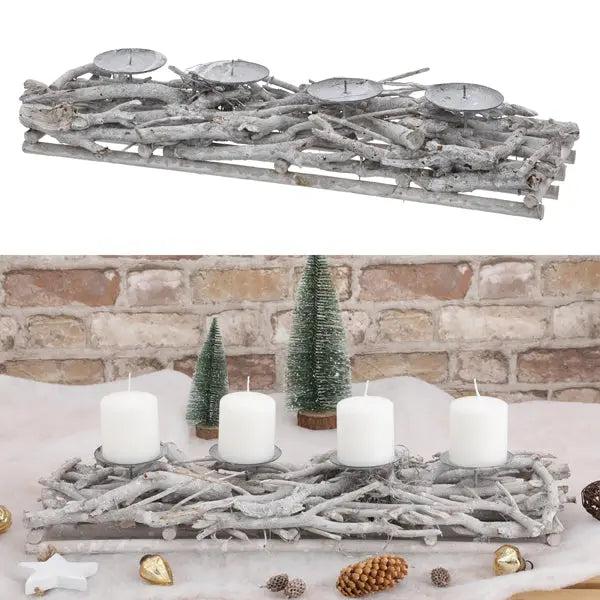 Eckiger Adventsleuchter aus &Auml;sten, ca. 55cm Breit