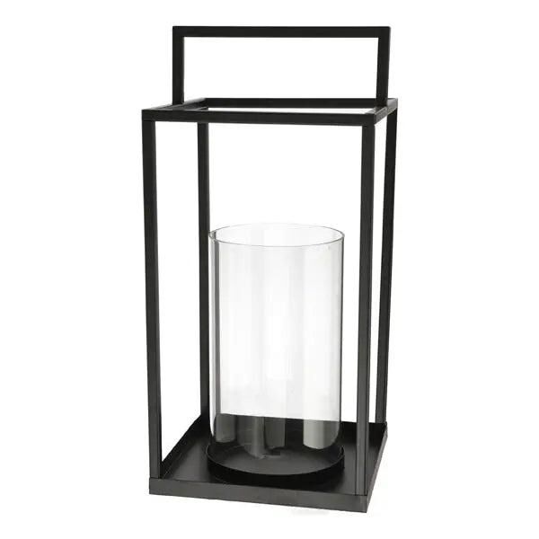 Elegante Glas-Windlichtlaterne mit Henkel, ca. 42 cm Hoch - Dekoratives Kerzenlicht