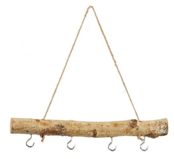 Elegante Holzleiste mit Haken zum Aufh&auml;ngen, ca. 30cm - Platzsparend