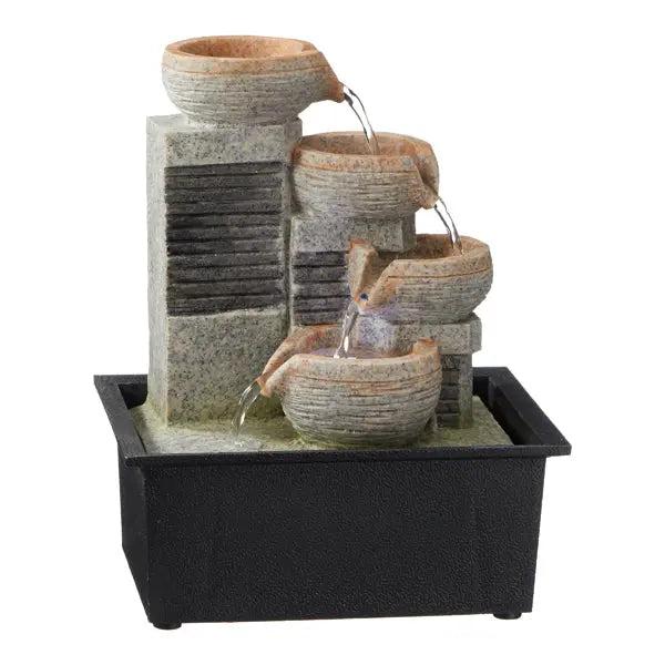 Eleganter LED Zimmerbrunnen, modernes Design 3, ca. 25 cm H&ouml;he &ndash; Beruhigende Wohnraumdekoration