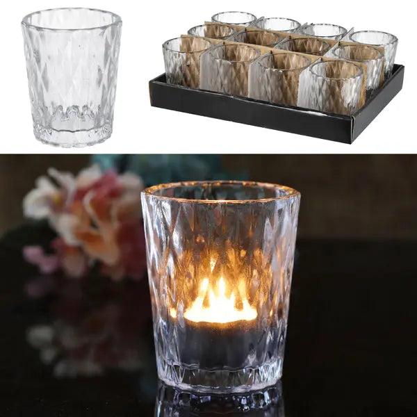 Elegantes Glas-Windlicht, 9cm Hoch, Perfekt f&uuml;r Teelichter
