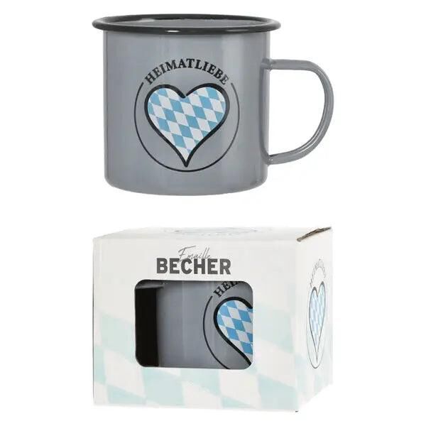 Emaille-Becher 'Heimatliebe', ca. 9cm Hoch - Perfekt f&uuml;r Heimatverbundene