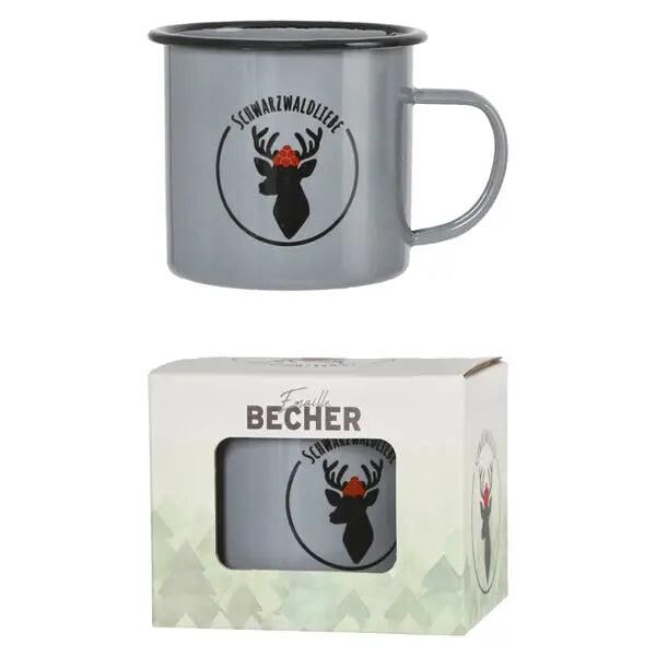 Emaille-Becher 'Schwarzwaldliebe', ca. 9cm Hoch - Ideal f&uuml;r Naturfreunde