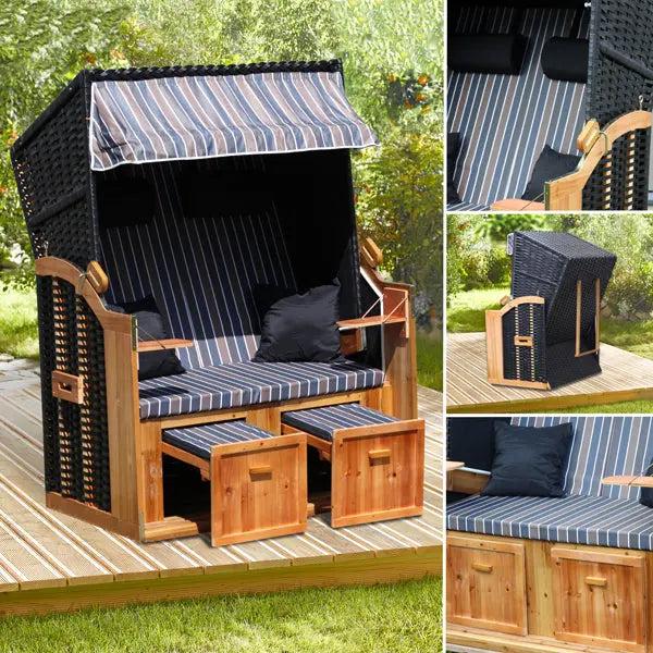 Exklusiver Strandkorb, Hochlehner, Ca. 160 cm H&ouml;he - Komfortables Outdoor-M&ouml;bel