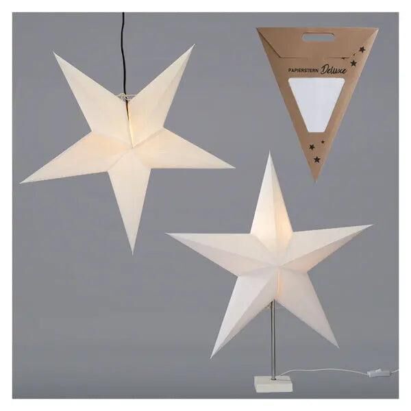 Exklusives Papierstern-Duo, Wei&szlig;, 2 pro Set, Ca. 60cm Durchmesser - Elegante Dekoration f&uuml;r festliche Stimmung