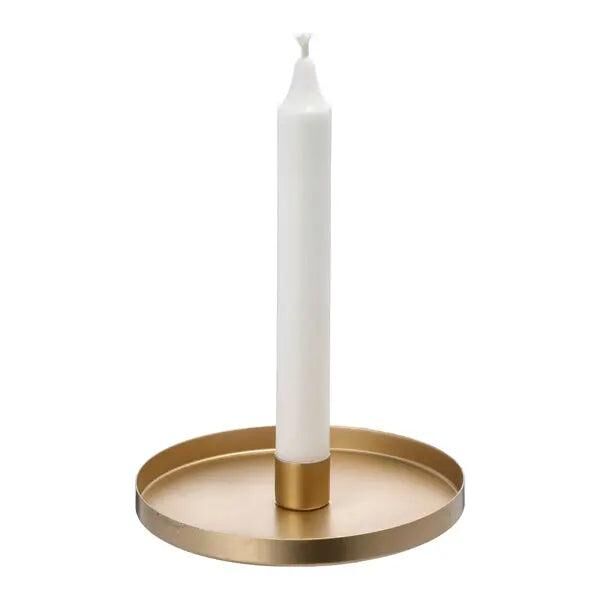 Extra Large Matte Gold Round Candle Holder, 14cm Diameter