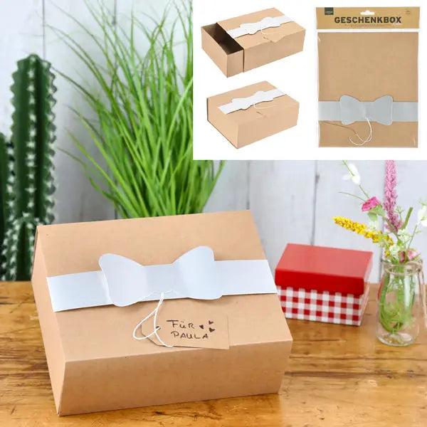 Foldable gift box in natural silver, 18x9x23 cm - Elegant gift packaging