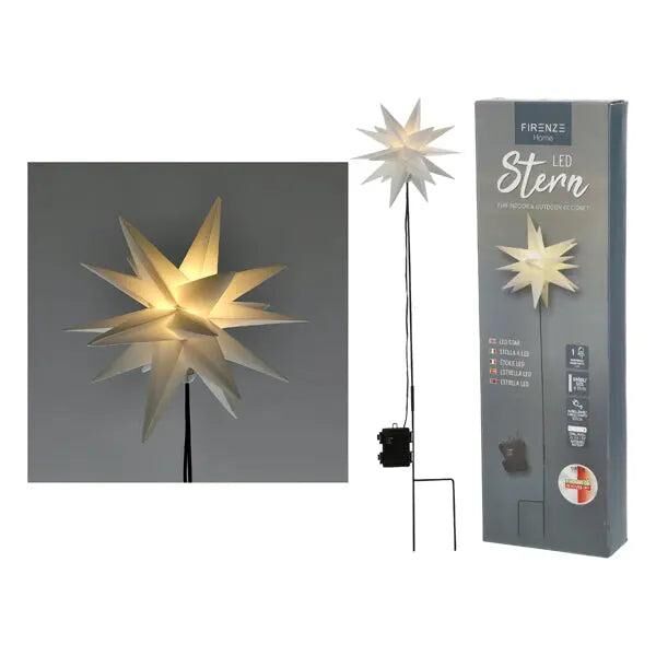 Faltbarer Outdoor LED Stern, wei&szlig;, SMD, mit Stecker, &Oslash; 25cm - Stilvolle Au&szlig;endeko