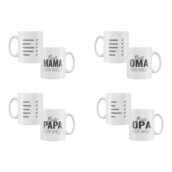 Family love mug set for mom, dad, grandma, grandpa, 4-pack, 9.5 cm high
