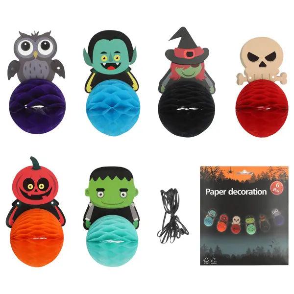 Festliche Girlande Halloween Figuren Honeycomb, 300cm L&auml;nge - Perfekt f&uuml;r Spuk-Dekorationen